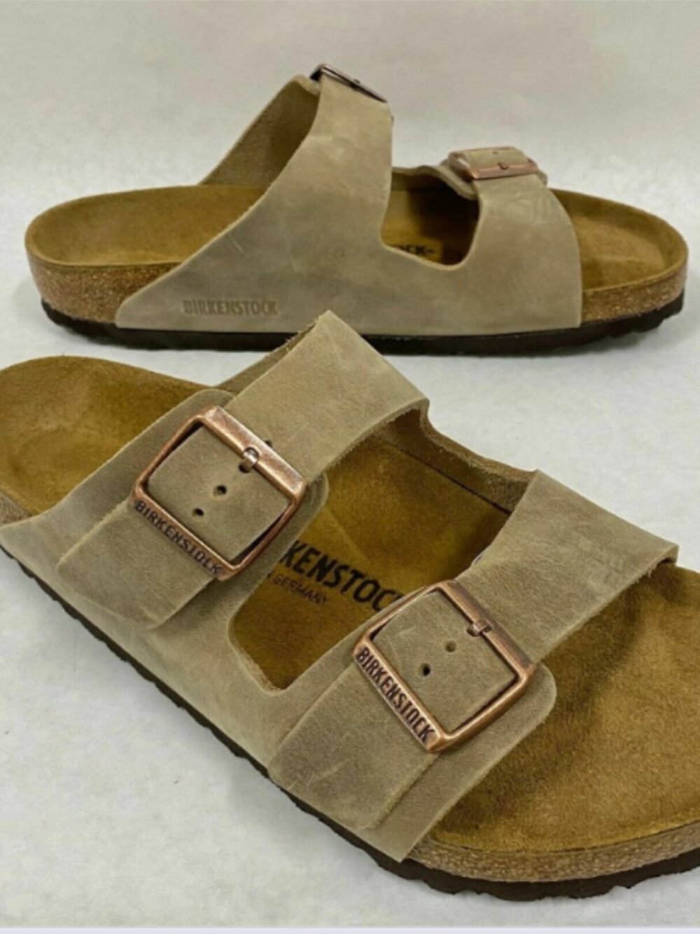 Birkenstock Arizona Tobacco Brown Oiled Leather Regular Width Sandals - Picture 2 of 5